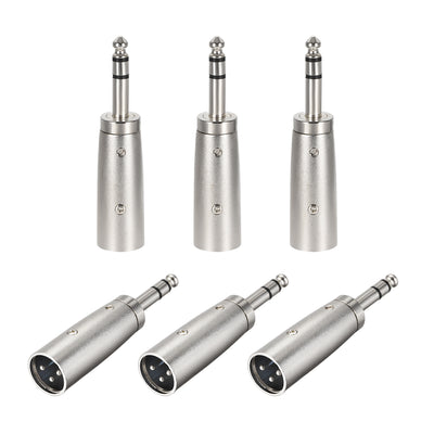 Harfington Uxcell XLR Male to 1/4" Male TRS Adapter,Gender Changer - XLR-M to 6.35mm Balanced Coupler Adapters,Balanced Plug In Audio Connector,Mic Male Plug 6pcs