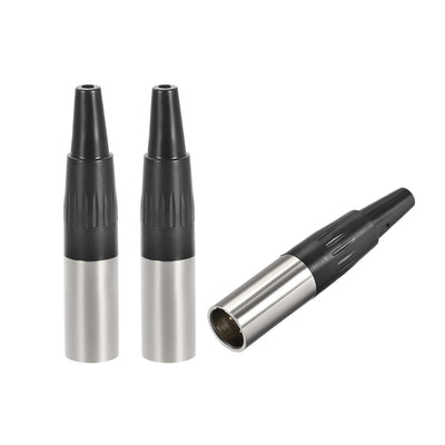 Harfington Uxcell 3pcs Mini 3-Pin XLR Male Connector,Microphone Mic Cable Plug Connector,Mic Audio Socket