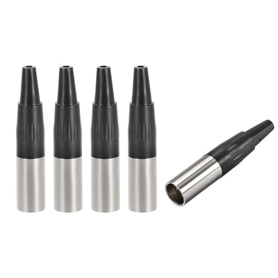 Harfington Uxcell 5pcs Mini 3-Pin XLR Male Connector,Microphone Mic Cable Plug Connector,Mic Audio Socket