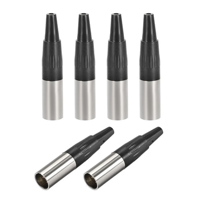 Harfington Uxcell 6pcs Mini 3-Pin XLR Male Connector,Microphone Mic Cable Plug Connector,Mic Audio Socket