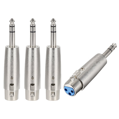 Harfington Uxcell XLR Female to 1/4" Male TRS Adapter,Gender Changer - XLR-F to 6.35mm Stereo Coupler	Adapters,Stereo Plug In Balanced Audio Connector,Mic Plug 4pcs