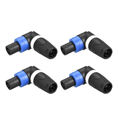 Harfington Uxcell SpeakOns Speaker Male Adapter Connectors,4 Pole Right Angle Speaker Plug Twist Lock,Speakons Compatible,4pcs