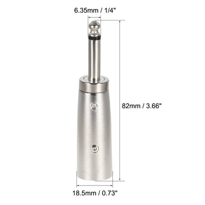 Harfington Uxcell XLR Male to 1/4" Male TRS Adapter,Gender Changer - XLR-M to 6.35mm Coupler	Adapters,Microphones Plug In Audio Connector,Mic Male Plug 4pcs