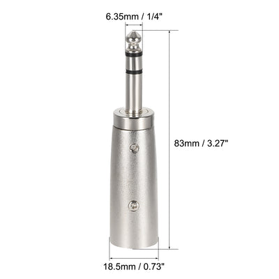 Harfington Uxcell XLR Male to 1/4" Male TRS Adapter,Gender Changer - XLR-M to 6.35mm Coupler	Adapters,Microphones Plug In Audio Connector,Mic Male Plug,3pcs