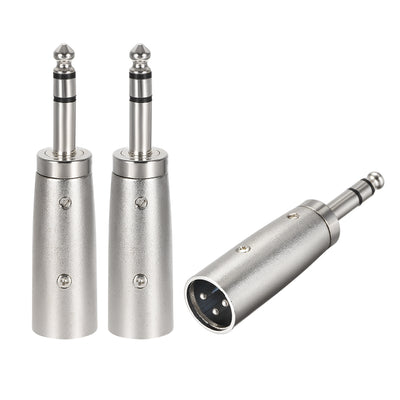 Harfington Uxcell XLR Male to 1/4" Male TRS Adapter,Gender Changer - XLR-M to 6.35mm Coupler	Adapters,Microphones Plug In Audio Connector,Mic Male Plug,3pcs