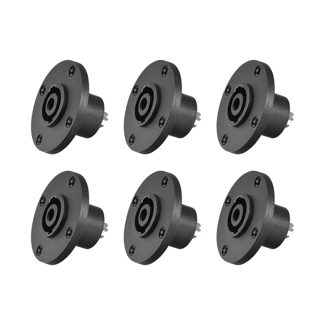 uxcell Uxcell 4-Pole Panel Mount Connector Speaker Jack Twist Lock, Round Speaker Jack Plate with Metal Insert,6Pcs