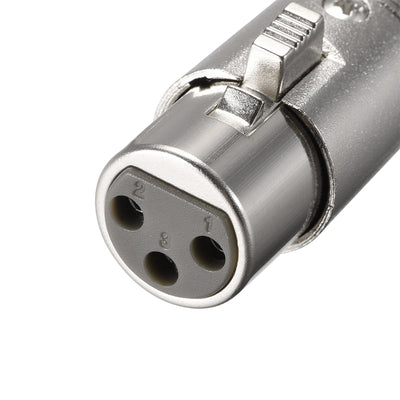 Harfington Uxcell 2pcs 3-Pin XLR Female Connector Adapter ,Microphone Mic Cable Plug Connector,Mic Audio Socket,Silver Tone