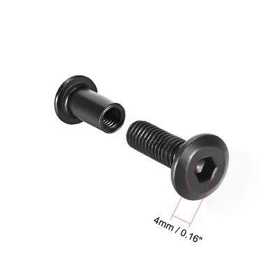 Harfington Uxcell Screw Post Male M6x12mm Belt Buckle Binding Bolts Carbon Steel Black 10 Sets