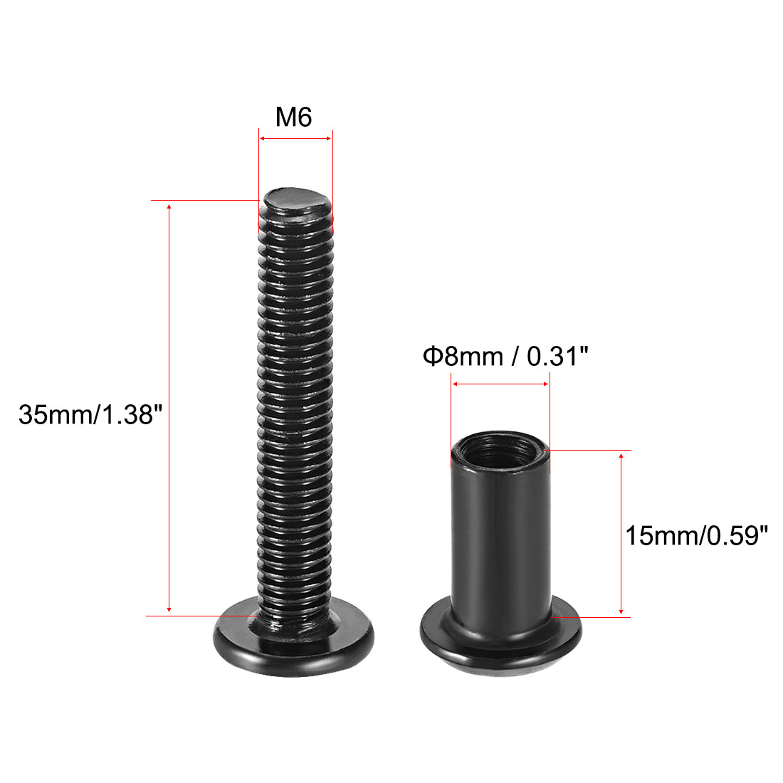 uxcell Uxcell Screw Post Male M6x35mm Binding Bolts Carbon Steel Black 10 Sets