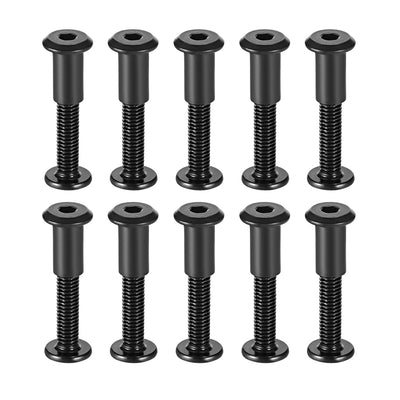 Harfington Uxcell Screw Post Male M6x35mm Binding Bolts Carbon Steel Black 10 Sets