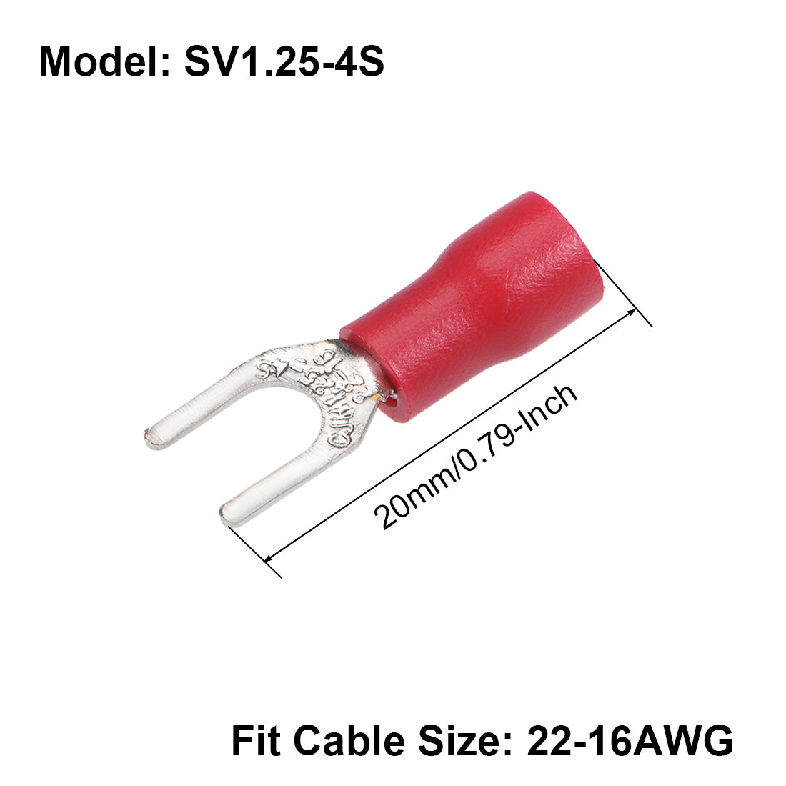 uxcell Uxcell SV1.25-4S Insulated Fork Spade Wire Connector Electrical Crimp Terminal 22-16AWG Red , 5Pcs