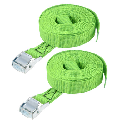 Harfington Uxcell Lashing Strap 1" x 14.7' Cargo Tie Down Straps with Cam Lock Buckle Up to 551Lbs Green 2pcs