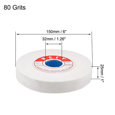 Harfington Uxcell 6-Inch Bench Grinding Wheels White Aluminum Oxide WA 80 Grit for Surface Grinding