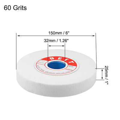 Harfington Uxcell 6-Inch Bench Grinding Wheels White Aluminum Oxide WA 80 Grit for Surface Grinding