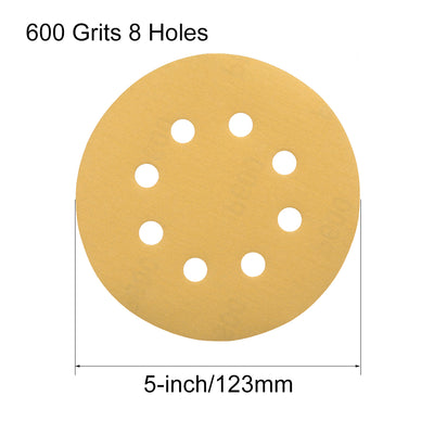 Harfington Uxcell 5-inch Sanding Discs, 100-Grits 8-Holes Hook and Loop Wet Dry Flocking Sandpaper Sander Sand Paper for Random Orbital Sander 5pcs