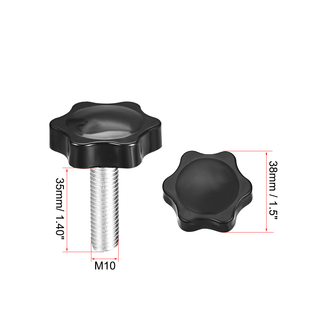 uxcell Uxcell Clamping Screw Knob Plum Hex Shaped Grips Star Knob Male Thread 2pcs