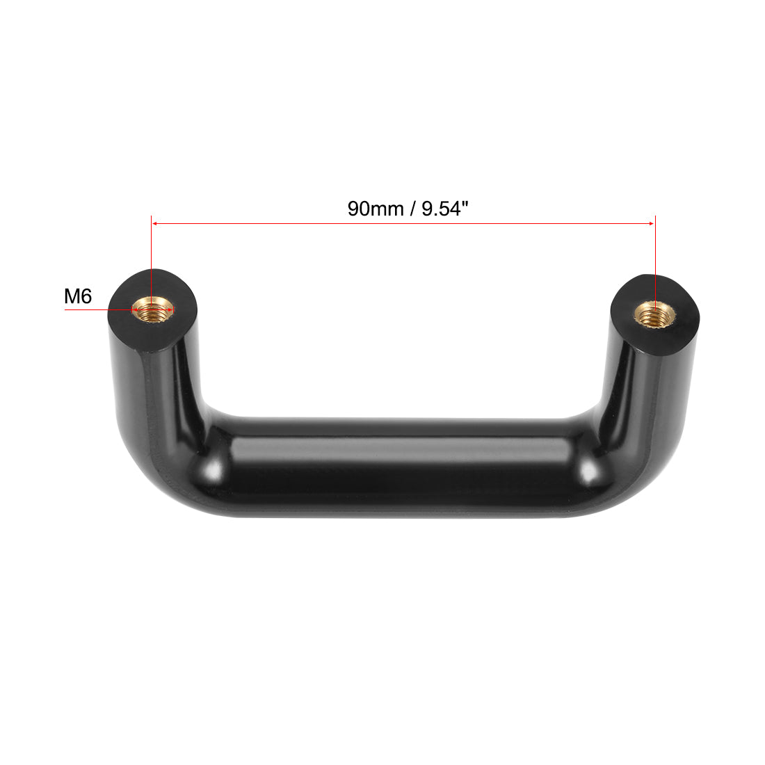 uxcell Uxcell Bakelite Plastic Pull Handle 90mm Hole Centers Black for Industrial Machine, M6 Thread