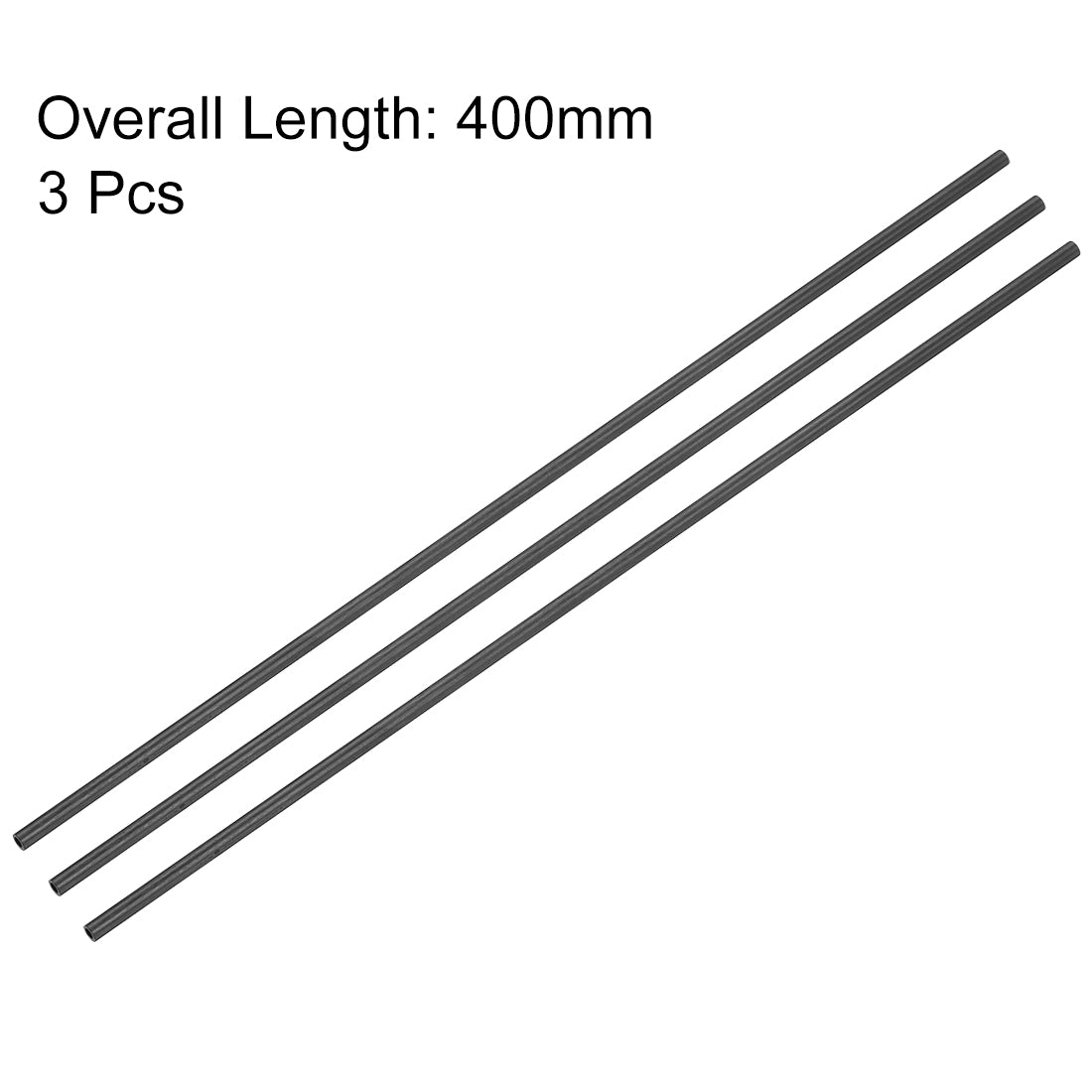 uxcell Uxcell Carbon Fiber Round Tube 3mm x 2mm x 400mm Carbon Fiber Wing Pultrusion Tubing for RC Airplane Quadcopter 3 Pcs