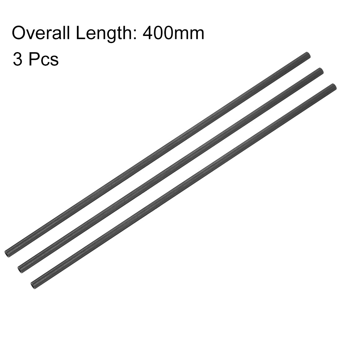 uxcell Uxcell Carbon Fiber Round Tube 4mm x 3mm x 400mm Carbon Fiber Wing Pultrusion Tubing for RC Airplane Quadcopter 3 Pcs