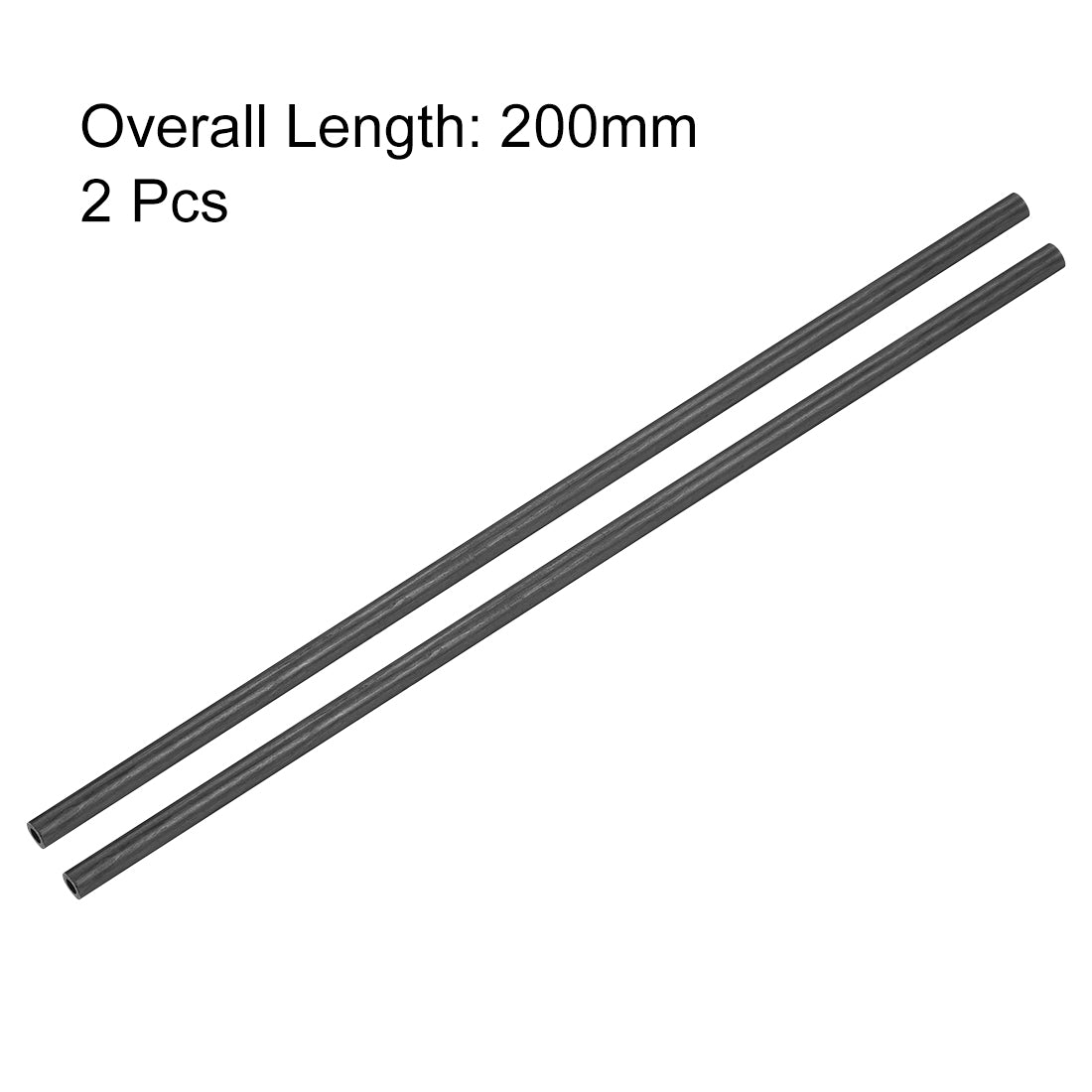 uxcell Uxcell Carbon Fiber Round Tube 5mm x 3mm x 400mm Carbon Fiber Wing Pultrusion Tubing for RC Airplane Quadcopter 2 Pcs