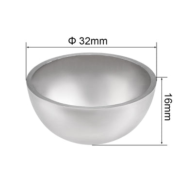 Harfington Uxcell 32mm(1.26") Dia. Decorative Hollow Half Cap Ball 304 Stainless Steel for Staircase Handrail Post 2pcs