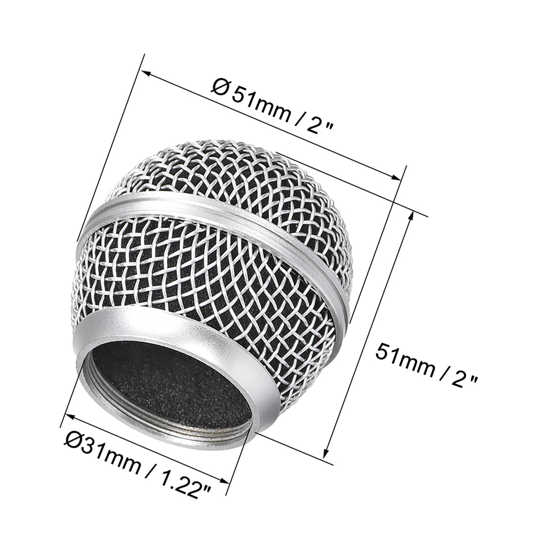 uxcell Uxcell Microphone Mesh Grill Metal Windscreen with Black Interior Foam Filter for SM58 BETA58 BETA58A SM58LC SM58S SA-M30 SV100 UT2 PGX24 SLX2 SLX4