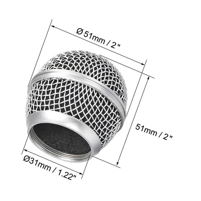 Harfington Uxcell Microphone Mesh Grill Metal Windscreen with Black Interior Foam Filter for SM58 BETA58 BETA58A SM58LC SM58S SA-M30 SV100 UT2 PGX24 SLX2 SLX4