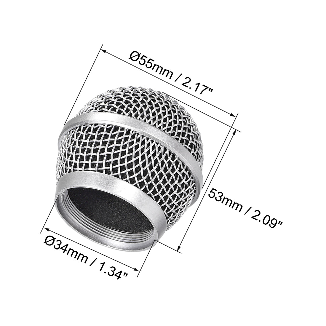 uxcell Uxcell Microphone Ball Head Mesh Grill Metal Windscreen with Black Interior Foam Filter for PG48 PG58 PGX2 BLX288 PG288 PGX24