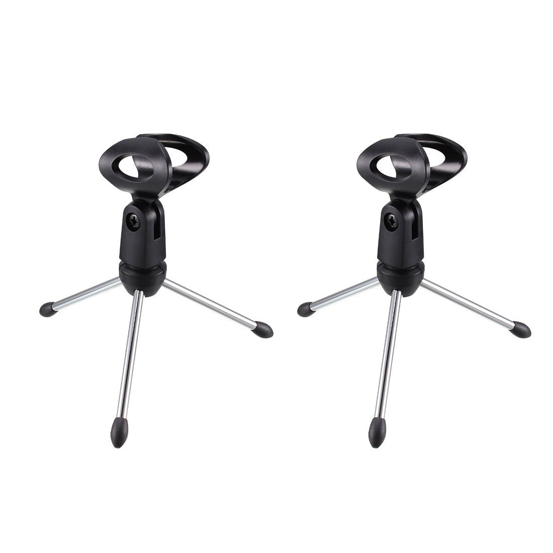 uxcell Uxcell 2pcs Adjustable Desktop Microphone Stand Tripod Foldable Table Stand Holder with Mic Clip