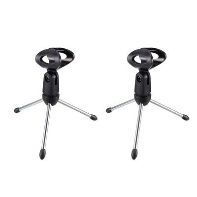 Harfington Uxcell 2pcs Adjustable Desktop Microphone Stand Tripod Foldable Table Stand Holder with Mic Clip