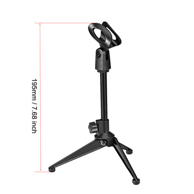 Harfington Uxcell Adjustable Desktop Microphone Stand Tripod Foldable Tabletop Stand Holder with Mic Clip