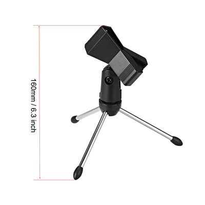 Harfington Uxcell Universal Adjustable Desktop Microphone Stand Tripod  Tabletop Stand Holder with Mic Clip