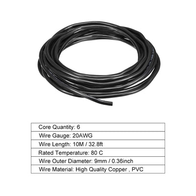 Harfington Uxcell RVV Wire Cable Extension Cord Copper Wire Electric Conductor 6 Core 20 AWG