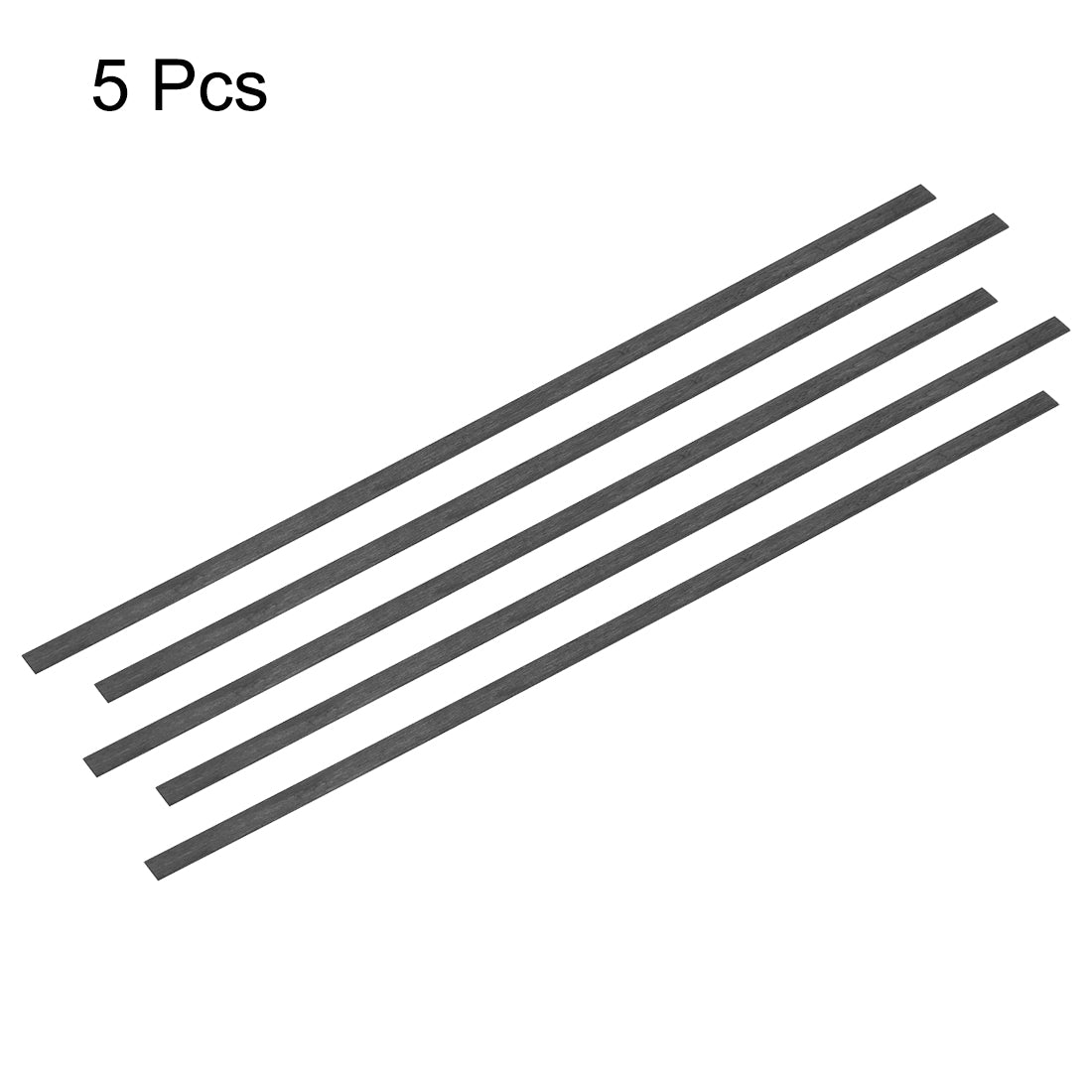uxcell Uxcell Carbon Fiber Strip Bars 0.6x5mm 400mm Length Pultruded Carbon Fiber Strips for Kites, RC Airplane 5 Pcs
