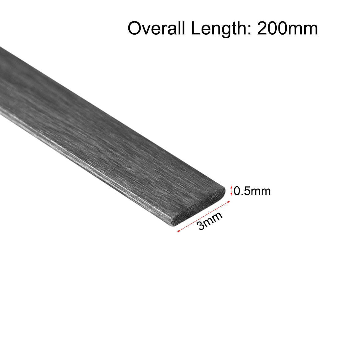 uxcell Uxcell Carbon Fiber Strip Bars 0.5x3mm 200mm Length Pultruded Carbon Fiber Strips for Kites, RC Airplane 5 Pcs