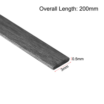 Harfington Uxcell Carbon Fiber Strip Bars 0.5x3mm 200mm Length Pultruded Carbon Fiber Strips for Kites, RC Airplane 5 Pcs