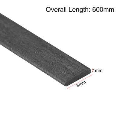 Harfington Uxcell Carbon Fiber Strip Bars 1x5mm 600mm Length Pultruded Carbon Fiber Strips for Kites, RC Airplane 2 Pcs