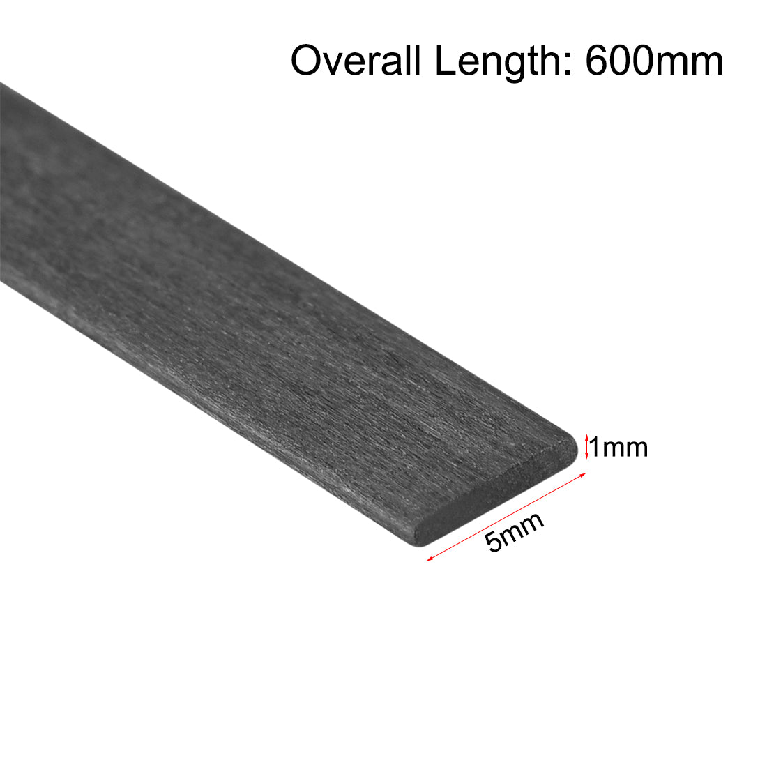 uxcell Uxcell Carbon Fiber Strip Bars 1x5mm 600mm Length Pultruded Carbon Fiber Strips for Kites, RC Airplane 5 Pcs