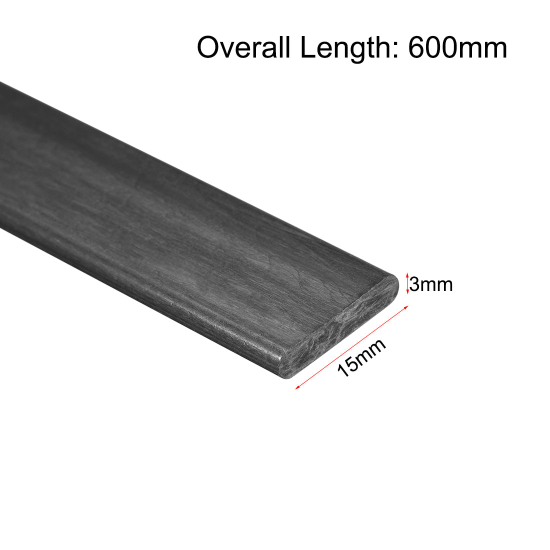 uxcell Uxcell Carbon Fiber Strip Bars 3x15mm 600mm Length Pultruded Carbon Fiber Strips for Kites, RC Airplane 1 Pcs