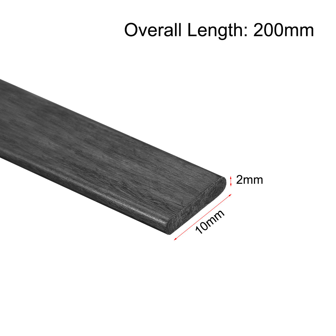 uxcell Uxcell Carbon Fiber Strip Bars 2x10mm 200mm Length Pultruded Carbon Fiber Strips for Kites, RC Airplane 1 Pcs