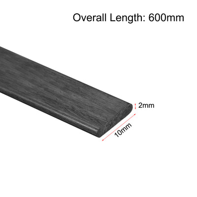 Harfington Uxcell Carbon Fiber Strip Bars 2x10mm 600mm Length Pultruded Carbon Fiber Strips for Kites, RC Airplane 2 Pcs