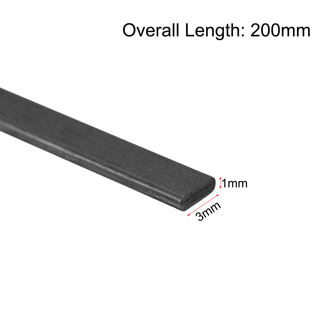 uxcell Uxcell Carbon Fiber Strip Bars 1x3mm 200mm Length Pultruded Carbon Fiber Strips for Kites, RC Airplane 2 Pcs