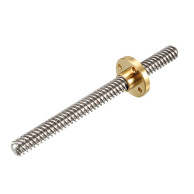 Harfington Uxcell 100mm T8 Pitch 8mm Lead 8mm Lead Screw Rod with Copper Nut for 3D Printer