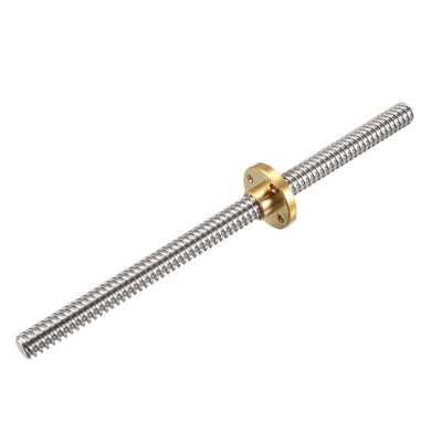 uxcell Uxcell 150mm T8 Pitch 2mm Lead 4mm Lead Screw Rod with Copper Nut for 3D Printer