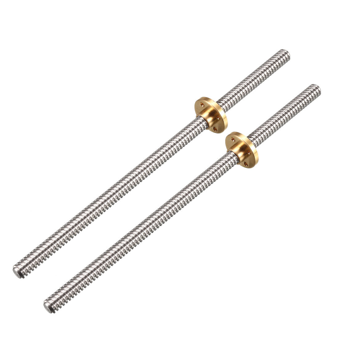 uxcell Uxcell 2PCS 200mm T8 Pitch 2mm Lead 4mm Lead Screw Rod with Copper Nut for 3D Printer