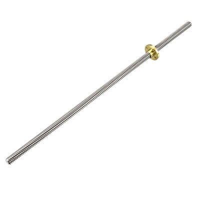 8mm T8-2 Trapezoidal Lead Screw & Brass Nut For 3D Printer - Length 100-400mm