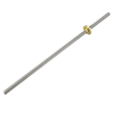 Harfington Uxcell 300mm T8 Pitch 2mm Lead 8mm Lead Screw Rod with Copper Nut for 3D Printer