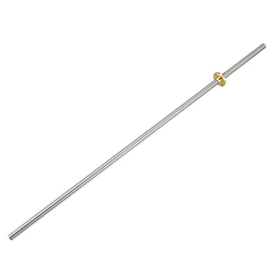 uxcell Uxcell 500mm T8 Pitch 2mm Lead 8mm Lead Screw Rod with Copper Nut for 3D Printer