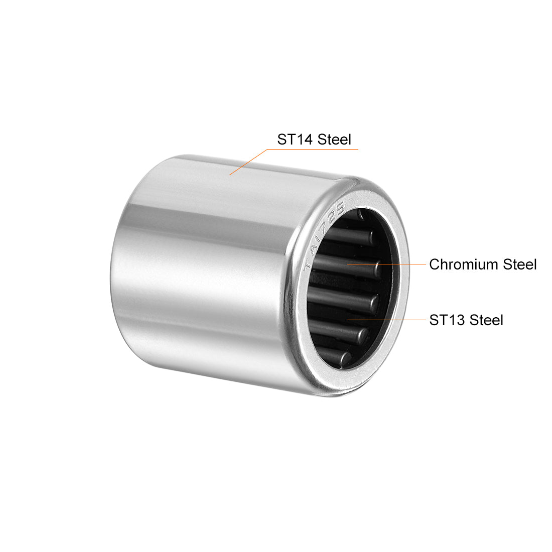 uxcell Uxcell TA1725 Needle Roller Bearings, Drawn Cup Open End, 17mm Bore 24mm OD 25mm Width 5pcs