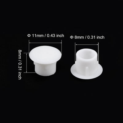 Harfington Uxcell Screw Cap Cover,50Pcs 8mm Dia White Plastic Locking Hole Plug Button Top Flush Type for Cabinet Cupboard Shelf